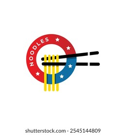 Noodle ramen logo icon for restaurant. Americans ramen vector illustration.