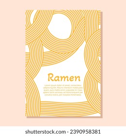 Plantilla de afiche de textura naranja de ramen de fideos. Fondo ondulado de pasta. Espagueti italiano, ilustración de macaroni