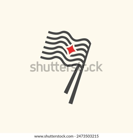 Noodle Ramen pasta Flag creative logo icon template for caffe bussiness