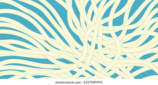 Noodle Ramen Pattern background. Pasta food texture spaghetti geometric. Abstarct ramen ornament. Flat vector illustartion. Wave texture background