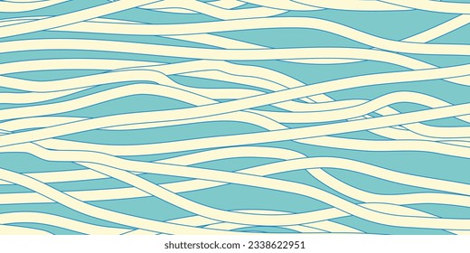 Noodle Ramen Pattern background. Pasta food texture spaghetti geometric. Abstarct ramen ornament. Flat vector illustartion. Wave texture background