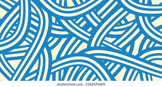 Noodle Ramen Pattern background. Pasta food texture spaghetti geometric. Abstarct ramen ornament. Flat vector illustartion. Wave texture background