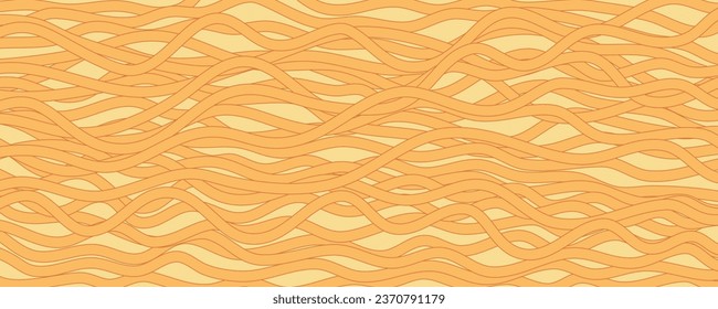 Noodle Ramen Pattern background. Pasta food texture spaghetti geometric. Abstarct ramen ornament. Flat vector illustartion. Wave texture background