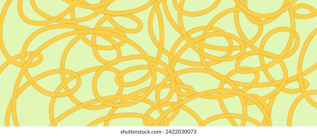 Noodle Ramen Muster Hintergrund. Pasta Nahrung Textur spaghetti geometrisch. Abstrakte Herrenschmuck. Flache Vektorgrafik. Wellenstrukturhintergrund