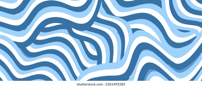 Noodle Ramen Pattern blue background. Pasta food texture spaghetti geometric. Abstarct ramen ornament. Flat vector illustartion. Wave texture background