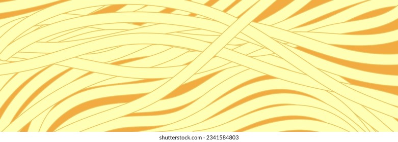 Noodle Ramen Pattern yellow background. Pasta food texture spaghetti geometric. Abstarct ramen ornament. Flat vector illustartion. Wave texture background