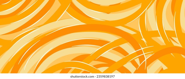 Noodle Ramen Pattern yellow background. Pasta food texture spaghetti geometric. Abstarct ramen ornament. Flat vector illustartion. Wave texture background