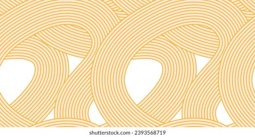 Noodle ramen seamless pattern. Repeated background with light yellow waves lines. Italian pasta texture