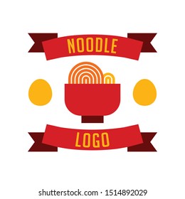 Noodle Restaurant, Asian Food with Chopstick Logo Vector Concept Isolated Vector.