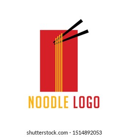 Noodle Restaurant, Asian Food with Chopstick Logo Vector Concept Isolated Vector.