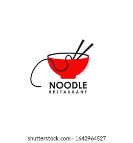 Noodle restaurant with bowl icon vector illustration template