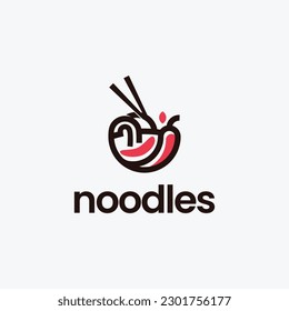 Noodle restaurant and food logo. Chinese noodle logo
