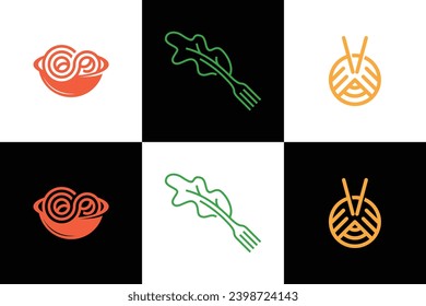 Noodle restaurant and food logo. A collection of noodle logos