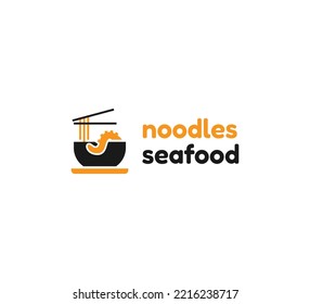 Noodle Seafood logo vector template octopus