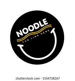 noodle in shape of smiley face , noodles logo and restaurant icon 