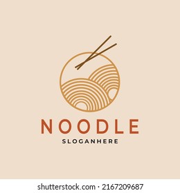 noodle simple logo line art vector  design  in circle