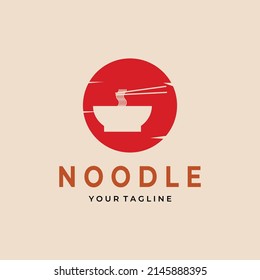 noodle simple vintage logo vector design in circle