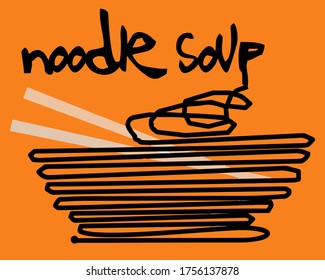 Noodle soup shop logo,Vector illustration.