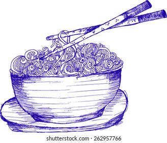 noodle soup, sketch