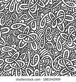 Noodle Spaghetti Ramen Pasta Drawing Vector, Seamless Pattern Outline