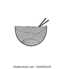 noodle style bowl logo with chopsticks