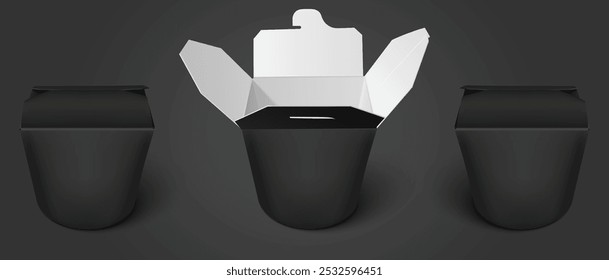 Noodle take-away box vector illustration. A simple, stylish design featuring a classic take-out container with chopsticks, perfect for food-related branding, restaurant logos, or packaging