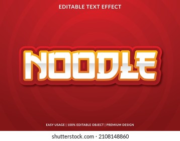 noodle text effect logo template design with bold and abstract style background