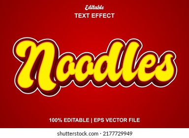 noodle text effect with yellow color editable.