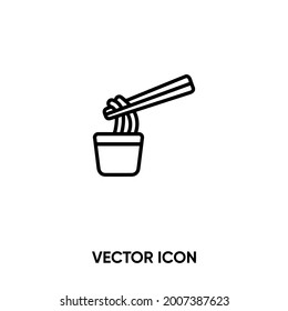 Noodle vector icon. Modern, simple flat vector illustration for website or mobile app. Bowl of noodles with a pair of chopsticks symbol, logo illustration. Pixel perfect vector graphics	