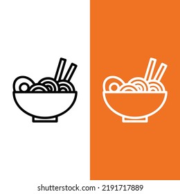 Noodle Vector Icon in Outline Style. Noodles are a type of food made from unleavened dough which is rolled flat and cut, stretched or extruded, into long strips or strings. Vector illustration icon.