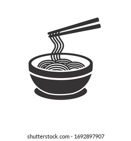 Noodle vector illustration in black and white design on isolated background. Noodle icon 