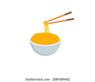 Noodle vector isolated icon. Emoji illustration. Noodle with bowl vector emoticon