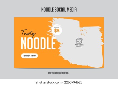 Noodle video thumbnail template tasty food menu video cover thumbnail design