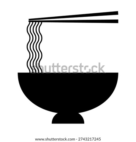 Noodle vintage icon and symbol vector illustration design. Oriental noodle food. Spaghetti or pasta. Bowl with ramen noodles. Chopsticks holding noodle. Korean, Japanese, Chinese food