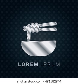 Noodles 3D silver/platinum metallic chromium precious Icon / Logo Design