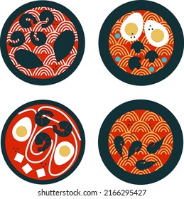 Noodles Abstract Vector. Noodles, minimal flat symbols. Noodles vector. Azian cuisine. Colorful and stroke icon pictogram. Azian Noodles logo