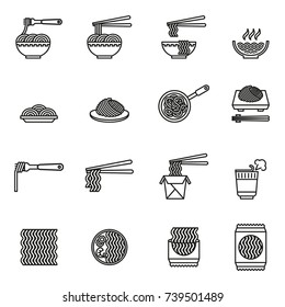 noodles- Asian food  icons set. Line Style stock vector.