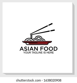 noodles Asian food logo template design vector, restaurant logo template design inspiration