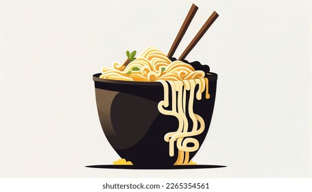 noodles in black cup with chopsticks