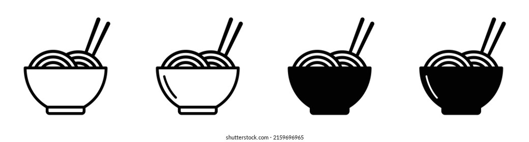 Noodles in Bowl With Chopstick Icon, Vector Illustration