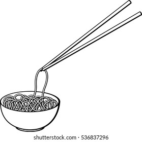 noodles bowl with chopsticks