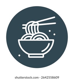Noodles in a bowl with chopsticks. Icon symbol illustration