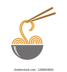 noodles bowl food healthy vegetables - ramen spaghetti delicious vector illustration