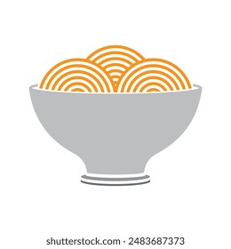 Noodles in bowl icon. Vector illustration in cartoon design. used for logos, icons, posters, graphics