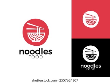 noodles with bowl logo. asian food restaurant vector design template