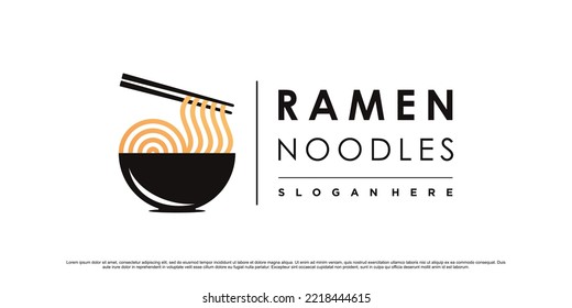 Noodles and bowl logo design template for noodle resto with creative modern concept