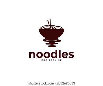 Noodles with bowl silhouette logo design