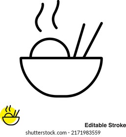 Noodles Bowl Vector Line Icon