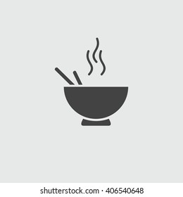 Noodles in the bowl vector sign illustration icon symbol simple soup image, logo. The bowl of  noodles.