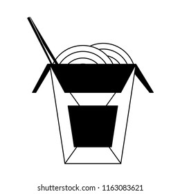 Noodles in box in black and white